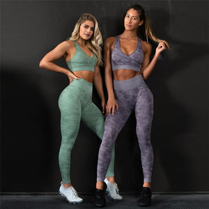 Europe and the United States hot sale seamless camouflage knit hip yoga pants sports fitness pants sexy hips seamless leggings