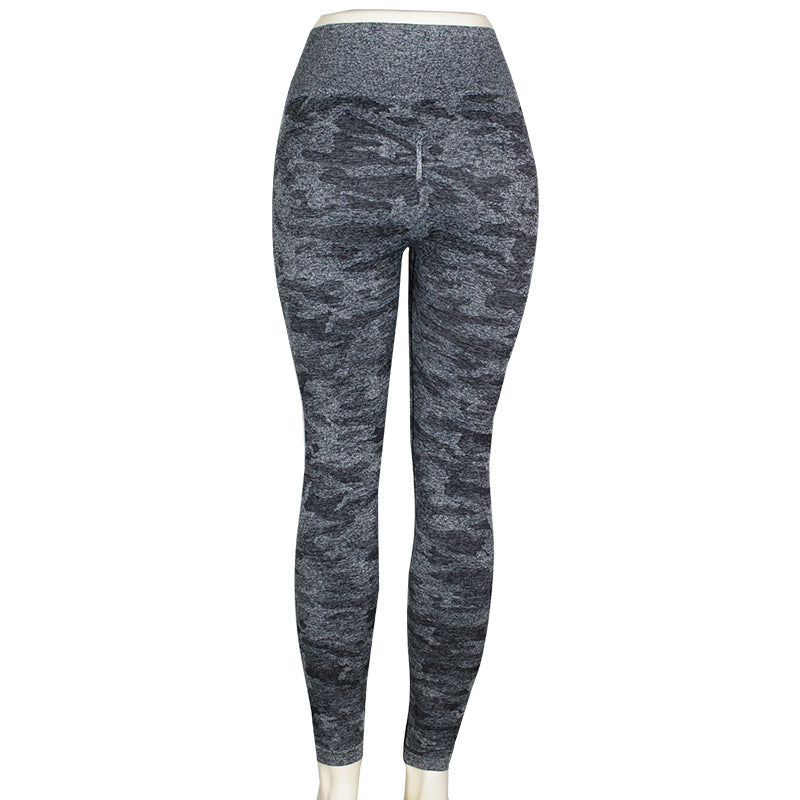 Europe and the United States hot sale seamless camouflage knit hip yoga pants sports fitness pants sexy hips seamless leggings