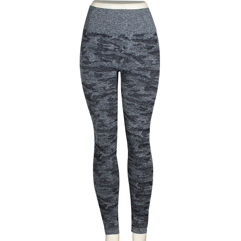 Europe and the United States hot sale seamless camouflage knit hip yoga pants sports fitness pants sexy hips seamless leggings