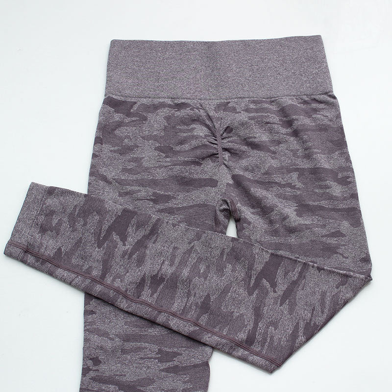 Europe and the United States hot sale seamless camouflage knit hip yoga pants sports fitness pants sexy hips seamless leggings