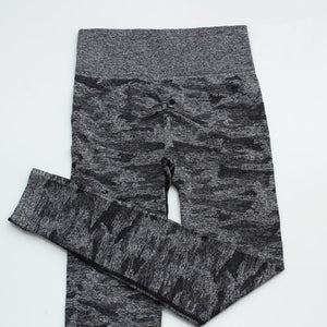 Europe and the United States hot sale seamless camouflage knit hip yoga pants sports fitness pants sexy hips seamless leggings